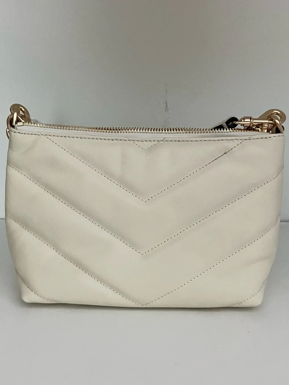 NWT Rebecca Minkoff Edie Cream Leather Crossbody with Gold Chain Strap